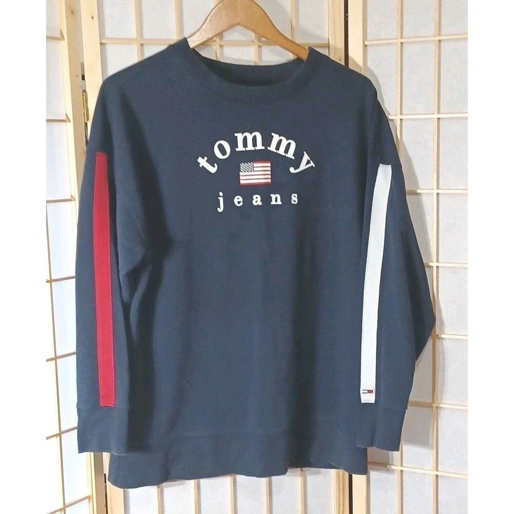 Tommy Hilfiger Casual Blue Men's Logo sweatshirt size large